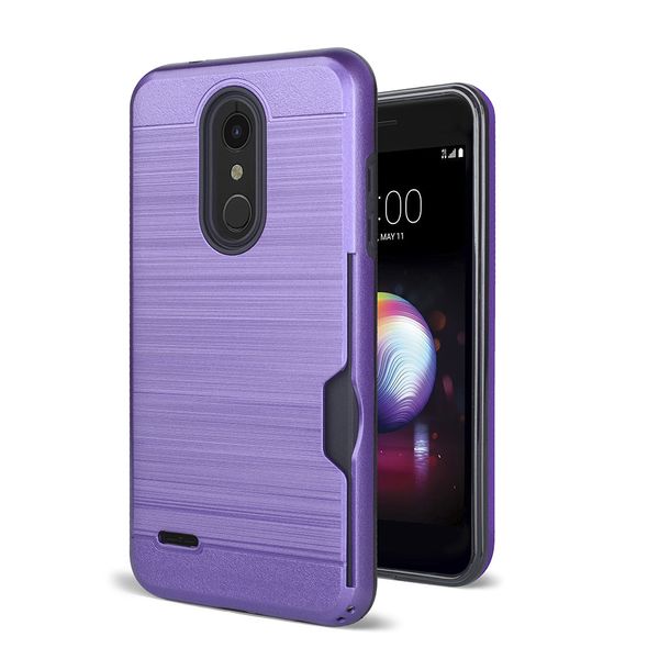 Para lg q7 mais alcatel 7 iphone xr xs max tampa traseira escovado slot para cartão de silício armadura à prova de choque pc case oppbag