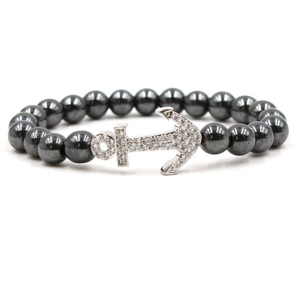 

anchor bracelet beads lava for women luxury jewelry pulseira masculina men jewelry feminina lava stone bracelet, Golden;silver