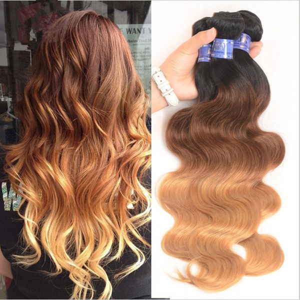 9a Three Tone Ombre Hair Extensions 1b 4 27 Honey Blonde Ombre