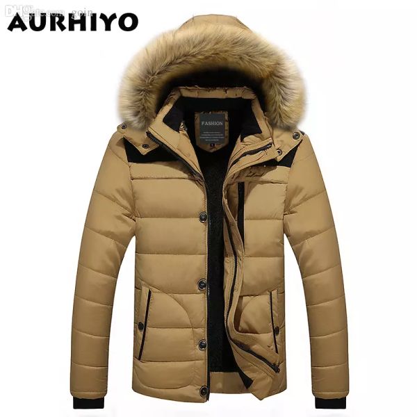 

men winter jackets coats warm down jacket outdoor hooded fur mens thick faux fur inner parkas plus size famous brand, Black