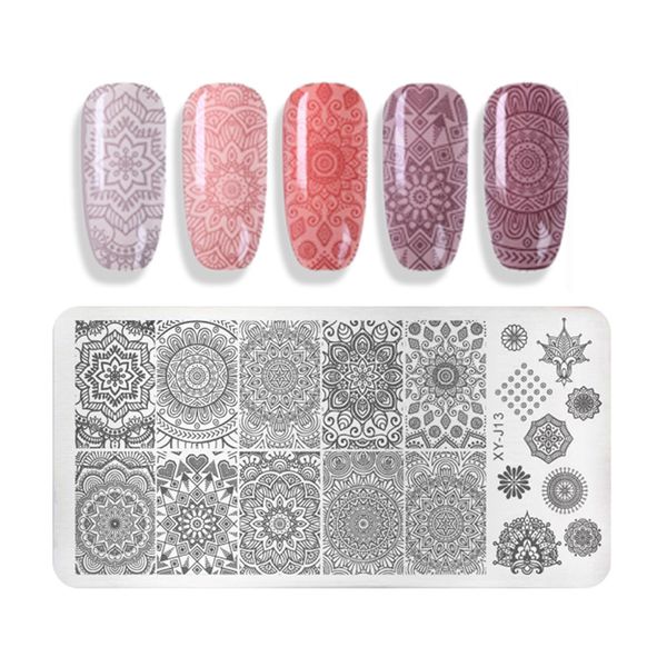 

1pc mandala flower nail stamping plates template big full round flower image diy stainless steel templates nail art decorations, White