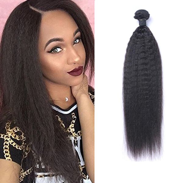 

brazilian virgin human hair kinky straight unprocessed remy hair weaves double wefts 100g/bundle hair wefts, Black