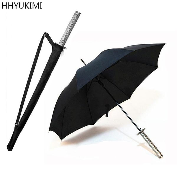 

hhyukimi huge long handle large windproof samurai sword umbrella japanese ninja-like sun rain straight umbrella manual open