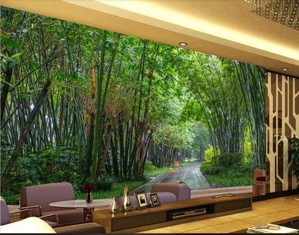 Acquista 3d Carta Da Parati Foto Personalizzata Murale Blinking 3d Bamboo Forest Paesaggio Murale Sfondo Muro Murales Carta Da Parati Pareti 3 D A