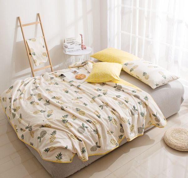 

summer quilt washed cotton soft fabric pineapple printing afternoon nap blankets cute quilt for children 110*150mm