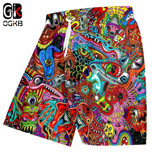 

ogkb casual shorts loose fitness 3d board shorts printing red ghost hiphop plus size 6xl garment summer boardshorts wholesale, White;black