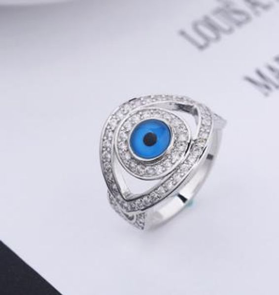 

european and american fashion jewelry ring devil's eye zircon diamond ring, Silver
