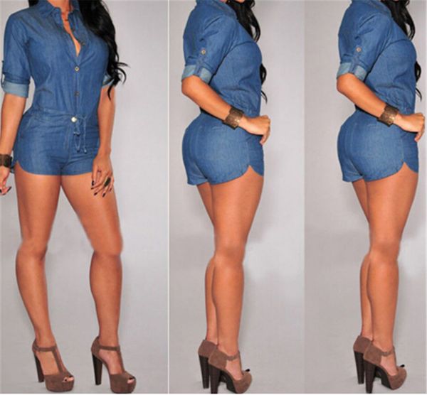 

women casual clubwear romper jeans playsuit denim slim shorts bodycon overall trousers femme leotard, Black;white