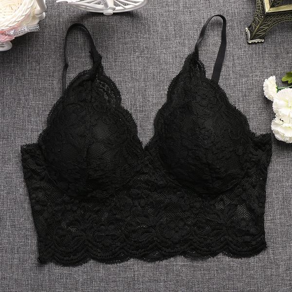 

1pcs new arrival brest cover floral lace camisoles short tanks with strap tube charming underwear, Black;white