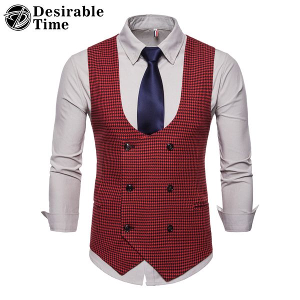 

2018 new arrive classic plaid men vests vintage red gray wedding sleeveless jacket big size m-4xl dt518, Black;white