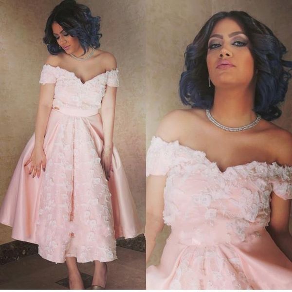 

vintage pink short mother of the bride dresses off shoulder tea length formal evening gowns floral flowers african dresses evening wear, Black;red