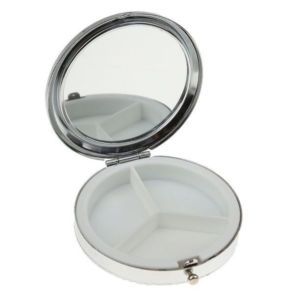 

hthl-stylish compact round metal case box organizer 3 compartment
