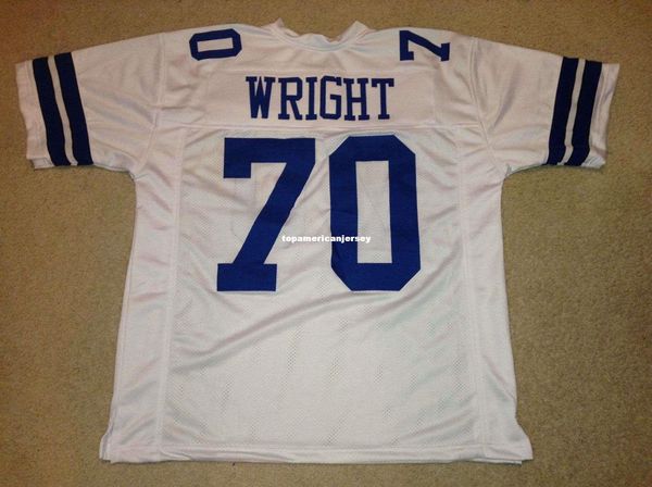 

retro custom sewn stitched #70 rayfield wright white mitchell & ness jersey men's football jerseys rugby, Black;blue