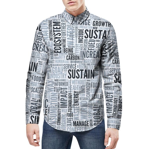

new arrival male shirts creative alphabet printed long-sleeve shirt fat guy shirts personality large size, White;black