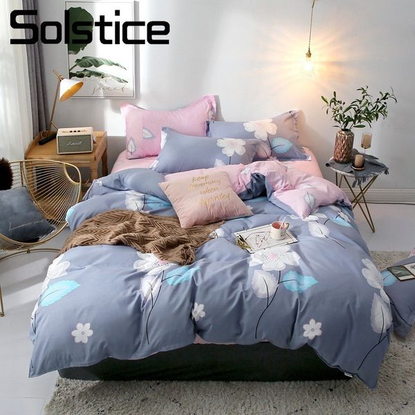 Solstice Home Textile Duvet Cover Pillow Case Flat Bed Sheet Blue