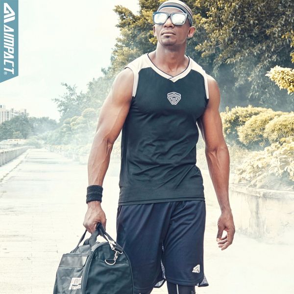 

aimpact 2pcs/lot 2018 new tank for men fast dry sleeveless tshirts male gymi workout male brand clothing men 2am1025, White;black