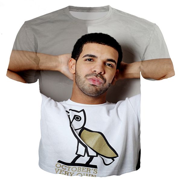 

rapper singer drake women men new fashion summer funny 3d print crewneck casual t shirt tee q27, White;black