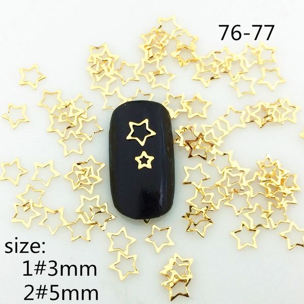 

500pcs/bag new japan korea charm 3d nail art deco metal mini kawaii hollow star 3mm 5mm studs rivet diy nail tools for manicure, Silver;gold