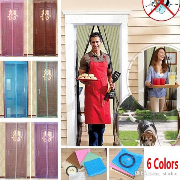 

6 colors magnetic door mosquito net curtain mesh screen windows insect fly bug gauze mosquito 90*210cm and 100*210cm wx9-283