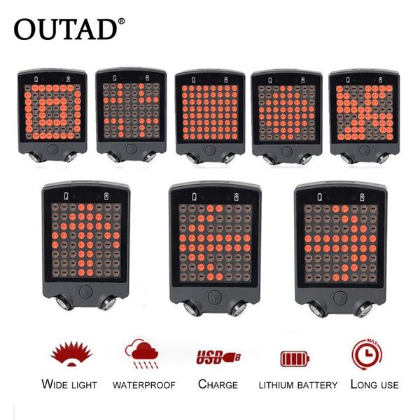 

outad 64 led laser bike turn signals light usb rechargeable safety warning light with wireless remote bicycle rear tail