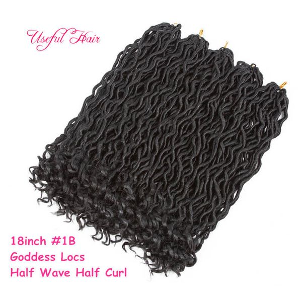 

18" synthetic braiding hair goddess locs faux locs curly crochet hair 18 inch crochet braids synthetic hair extensions for black women