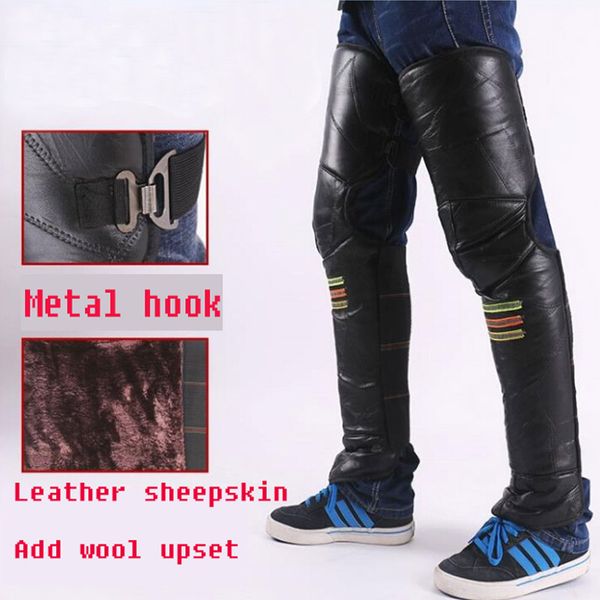 

riding motorcycle genuine leather knee and warm winter electric vehicle knee leg protection against cold wind and lengthen male