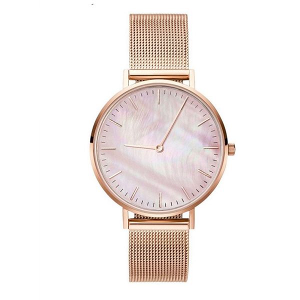 

mavis hare pink & white seashell mesh women watches pearl dial wristwatch with stainless steel mesh bracelet all same size 1pcs, Slivery;brown
