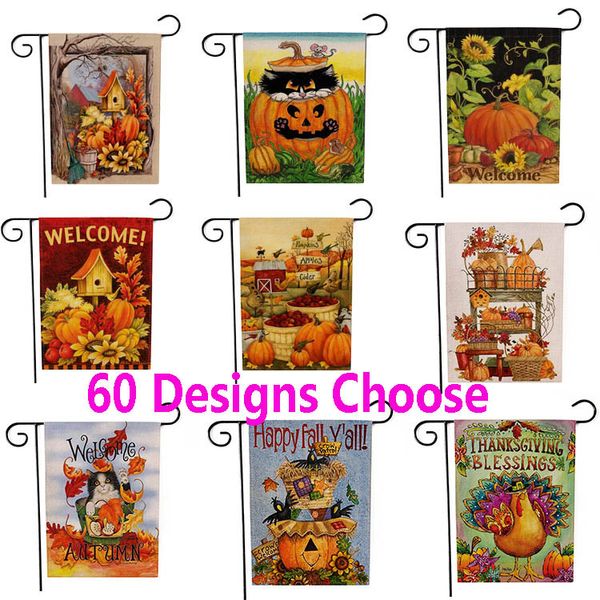 

new thanksgiving deorations garden flag halloween double print pumpkin hanging banner flags home party decoration welcome 47*32cm hh7-1815
