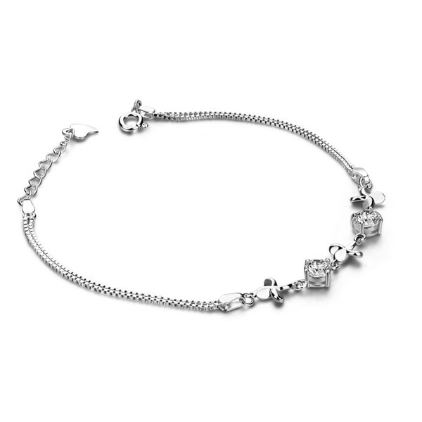 

girl charm silver jewelry true 925 sterling silver bracelet zircon pendant flashing bracelet solid birthday gift, Black