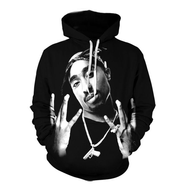 

newestl мода мужчины / женщины 2pac тупак смешно 3d печатных crewneck толстовка толстовки мода повседневная толстовки h231, Black