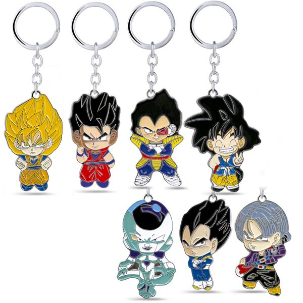 

ball z keychain son goku gohan vegeta trunks frieza charm pendant metal key ring car key chain anime jewelry, Silver
