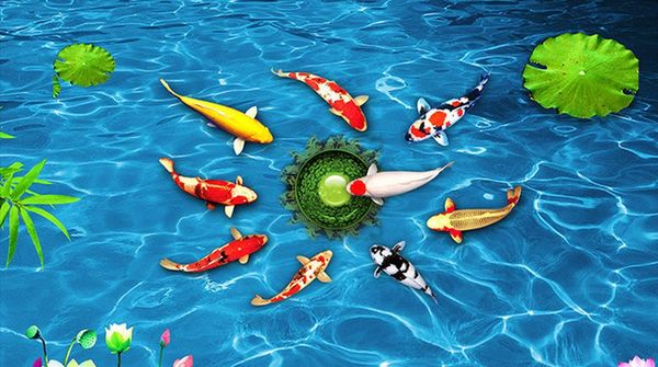 

vinyl flooring adhesives nine fish three-dimensional floor 3 d wallpaper for walls