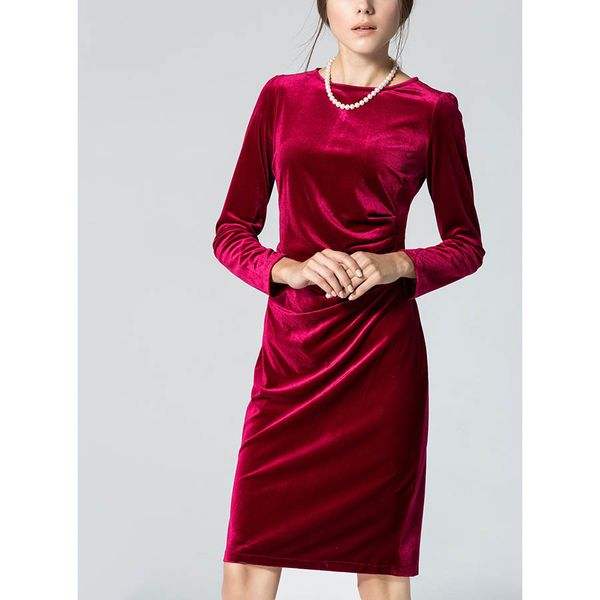 womens red velvet dress