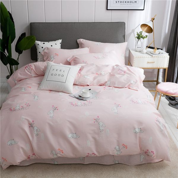Cute Rabbit Printed Cotton Bedding Sets Cartoon Bed Set Duvet