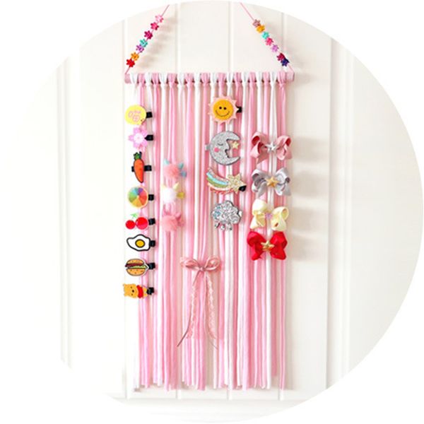 

girl hair bows storage belt barrette hairband organizer kids rainbow color hair clip holder diy hanging storage headband