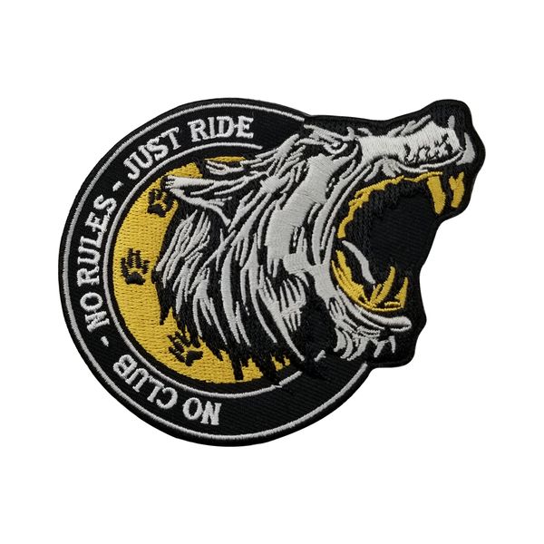 Großhandel KLEINE GRÖSSE LONE WOLF NO CLUB KEINE REGELN MC PUNK BESTICKT PATCH BIKER WESTE ABZEICHEN 4 