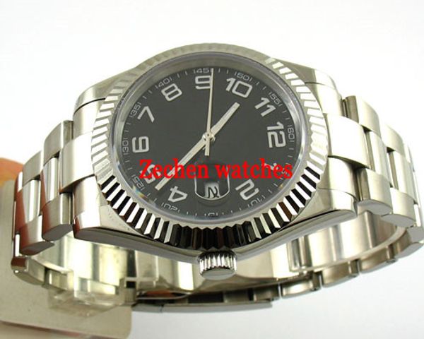 

40mm 316l black dial sapphire glass automatic watch, Slivery;brown