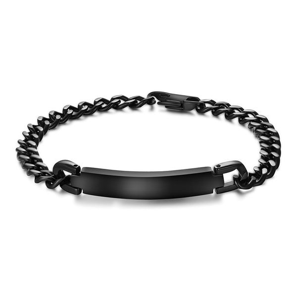 

engraving - stainless steel link id bracelet,black,width 8mm/9mm,8.4 inch