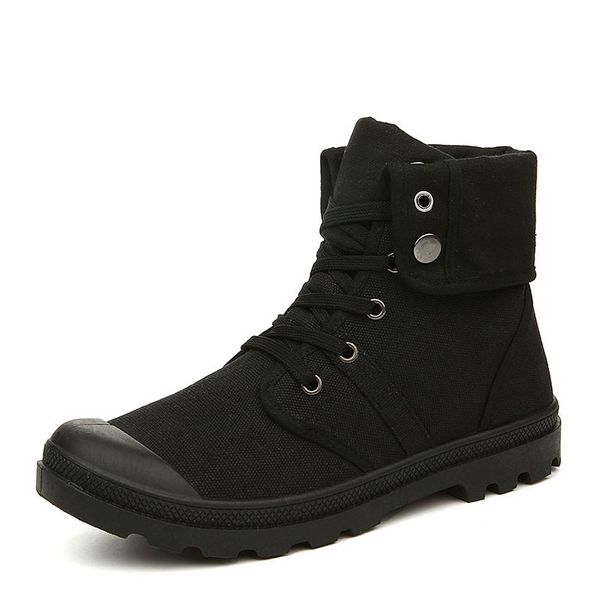 

autumn winter men canvas boots army combat style fashion high-military ankle boots men's shoes comfortable sneakers, Black