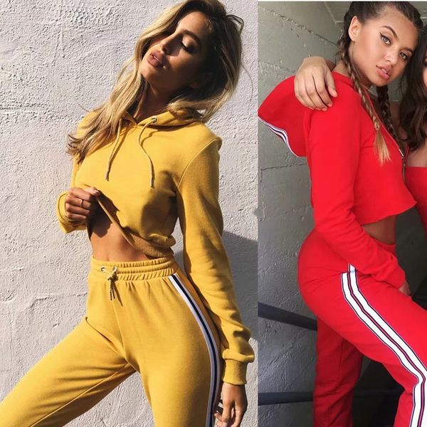 

new two - piece yoga pants fitness stickers leggings loose pants solid color pants yoga fight hooded sweater suit, Black;white