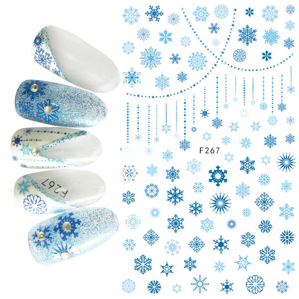

1pcs 3d super thin nail stickers tips nail art adhesive decals manicure decoration merry christmas snow snowflak wraps f267, Black