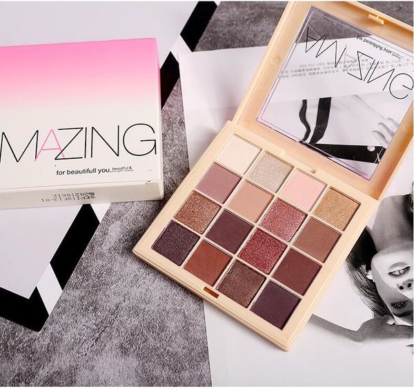 

new eyeshadow palette 2018 in stock 16 colors makeup palette shimmer eye shadows with 5pcs makeup brushes set