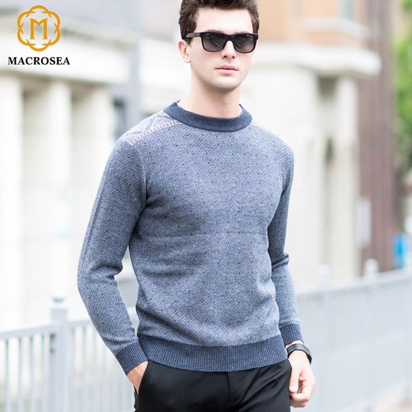

macrosea men's patchwork wool pullover 100% merino wool sweater dot polka design men's knitted jacquard casual sweaters, White;black