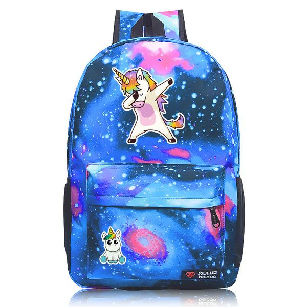 

funny unicorn dad printed backpack skyblue students bag lapbag school book new gifts