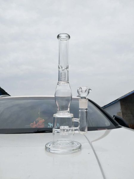 H: 34CM Honeycomb Bong Manufacture Hot Selling Glaswasserpfeife mit Reifenstil und Honeycomb Glass Diffuser Percolator Glass Bongs