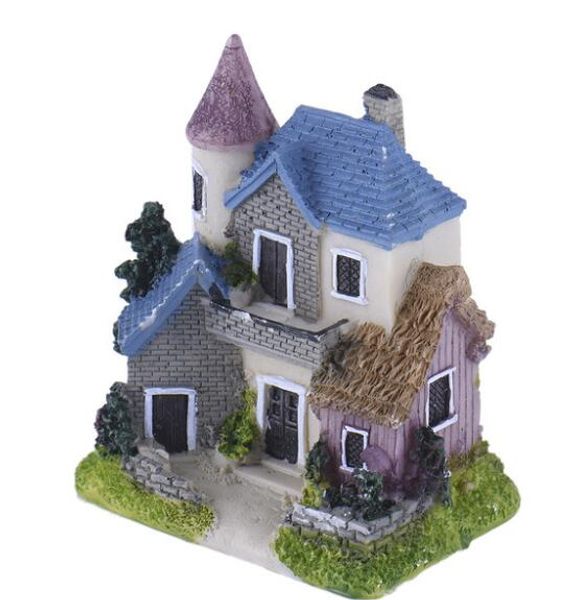 

cute mini resin house miniature house fairy garden micro landscape home garden decoration resin crafts 4 styles color random
