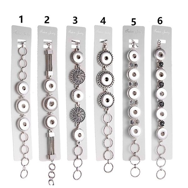 

10pcs/lot 18mm snap bangle three button bracelet retro silver ginger chunk cuff chain for women and men diy jewelry watches gift, Black