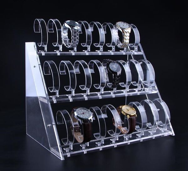 

multifunction clear acrylic three layer of 24 bit watch holder watch display stand jewelry showcase watch organizer bracelet display rack