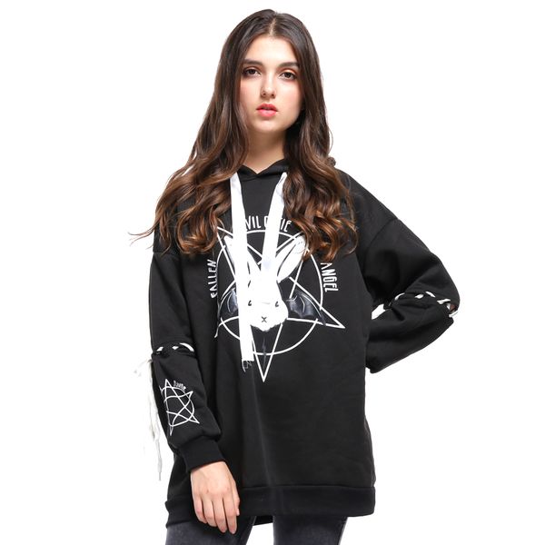 

Harajuku Two Style Sweatshirt For Women Pattern Kwaii Ladies Hoody Shirts Long Loose Tracksuits Autumn Girl Hoodies