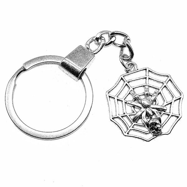 

6 pieces key chain women key rings for car keychains with charms skull spider spider web 29x26mm, Slivery;golden